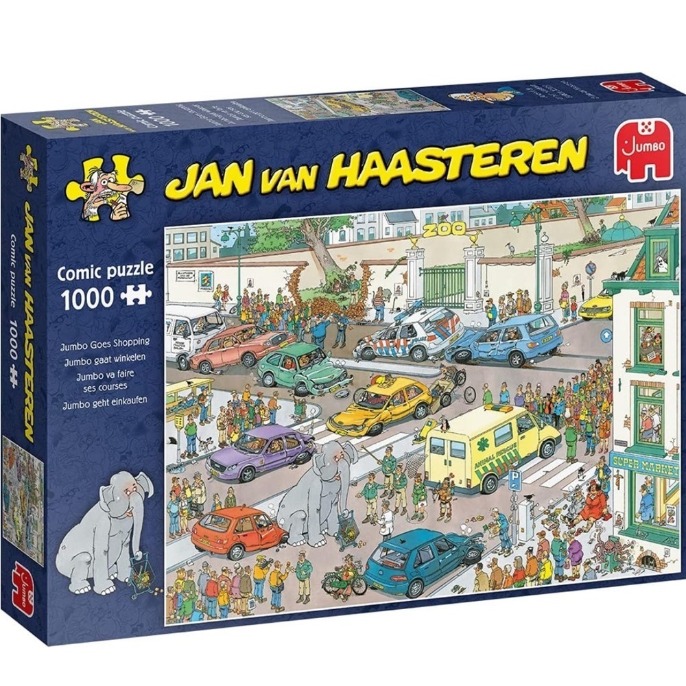 Jumbo, Jan Van Haasteren - 'Jumbo Goes Shopping' Jigsaw Puzzle - 1,000 Piece